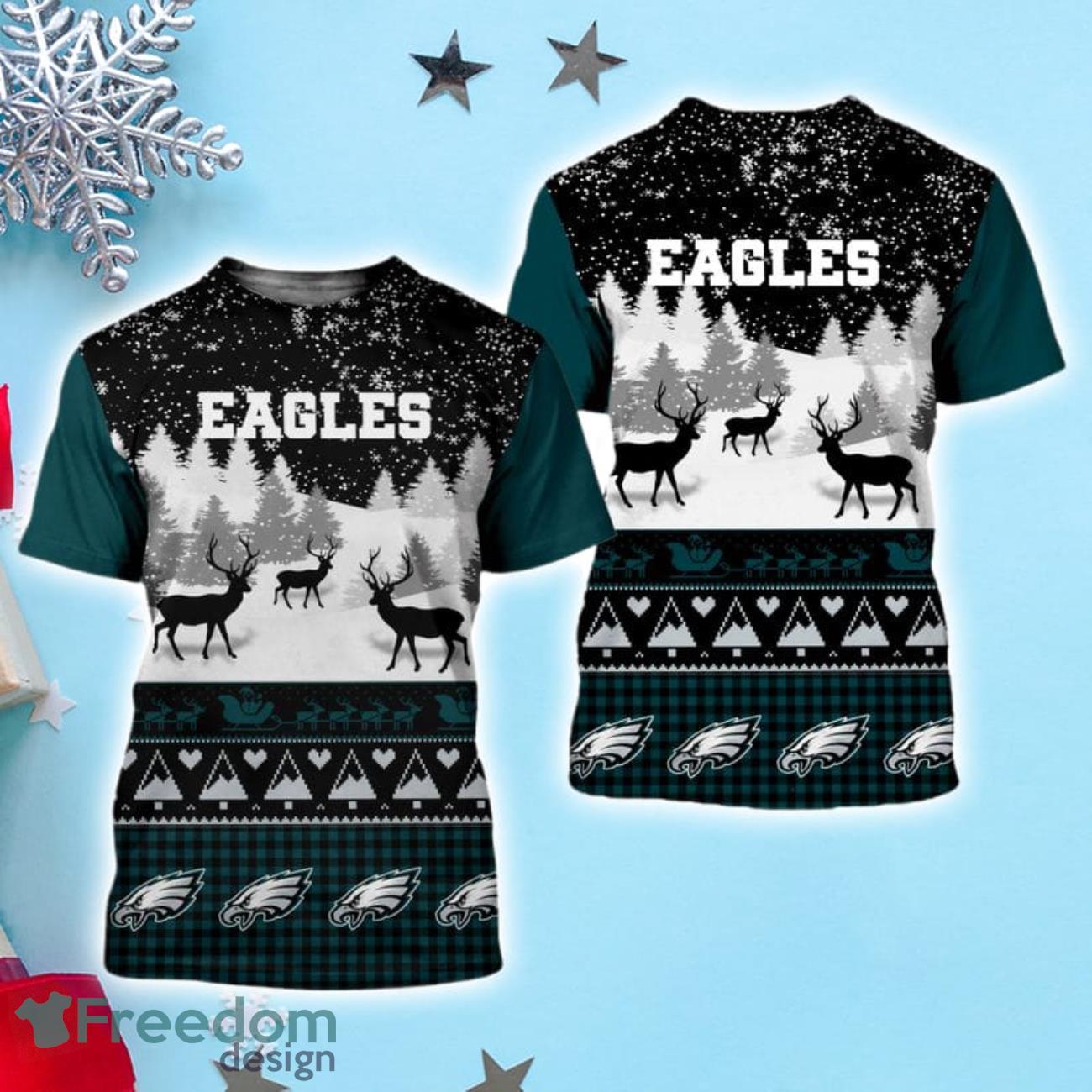 Philadelphia Eagles Fans Reindeers Pattern Ugly Christmas Sweater Gift -  Freedomdesign