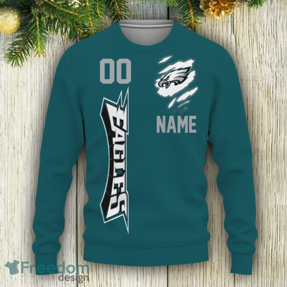 Philadelphia Eagles NFL Football Custom Name Ugly Christmas Sweater