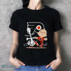 Philadelphia Flyers Snoopy And Charlie Brown Dancing Shirt - Ladies T-Shirt