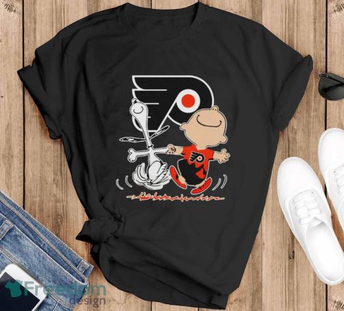 Philadelphia Flyers Snoopy And Charlie Brown Dancing Shirt - Black T-Shirt