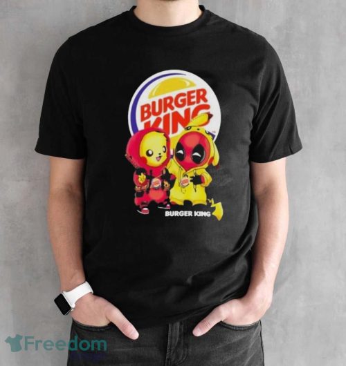 Pikachu And Deadpool Burger King Shirt - Black Unisex T-Shirt