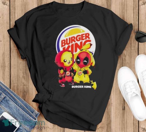 Pikachu And Deadpool Burger King Shirt - Black T-Shirt