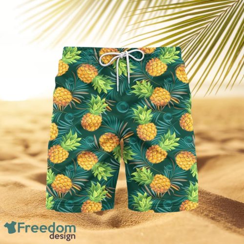 Pineapples With Palm Leaves Tropical Beach Hawaiian Shorts For Men Product Photo 1