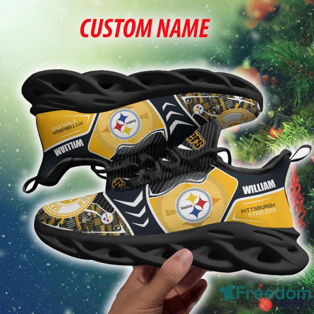 Pittsburgh Steelers NFL Light Abstract Pattern Custom Name Max Soul Shoes  For Men And Women