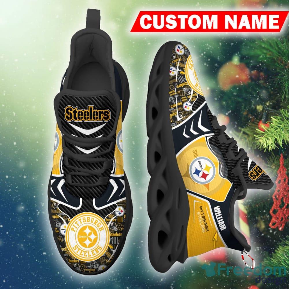 Personalize NFL Pittsburgh Steelers Light Black Golden Max Sole Sneakers  Shoes - T-shirts Low Price