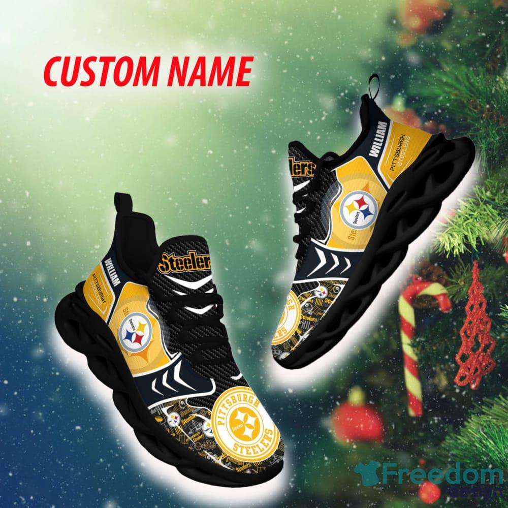 Pittsburgh Steelers NFL Light Abstract Pattern Custom Name Max Soul Shoes  For Men And Women