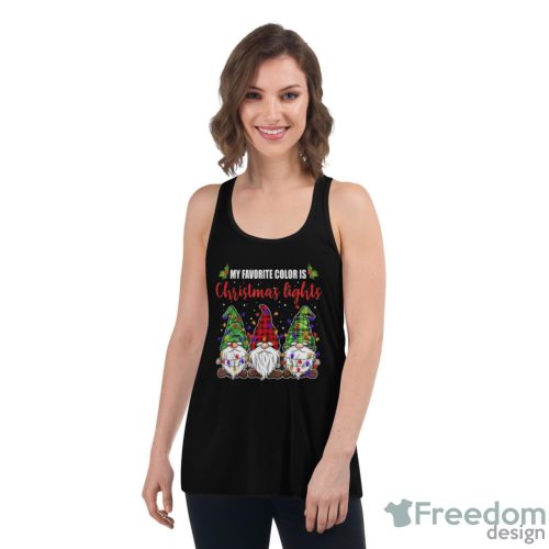 Premium My Favorite Color Is Christmas Lights 3 Gnomes Merry Christmas Shirt - Women's Flowy Racerback Tank