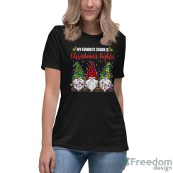 Premium My Favorite Color Is Christmas Lights 3 Gnomes Merry Christmas Shirt - Women's Relaxed Short Sleeve Jersey Tee