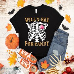 Radiolody Tech Halloween Design, X-Ray Skeleton Candy Heart Halloween T-Shirt Halloween Gift