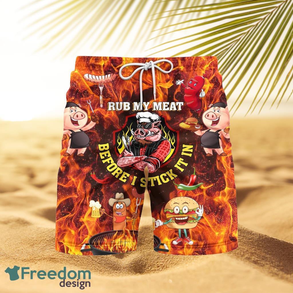 Real Dads Play With Fire He Love Bbq Beach Hawaiian Shorts For Men Product Photo 1