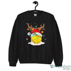 Reindeer Santa Hat Softball Softball Mom Christmas light shirt - Unisex Crewneck Sweatshirt