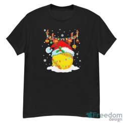 Reindeer Santa Hat Softball Softball Mom Christmas light shirt