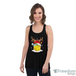 Reindeer Santa Hat Softball Softball Mom Christmas light shirt - Women's Flowy Racerback Tank