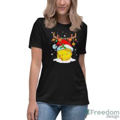 Reindeer Santa Hat Softball Softball Mom Christmas light shirt - Women's Relaxed Short Sleeve Jersey Tee