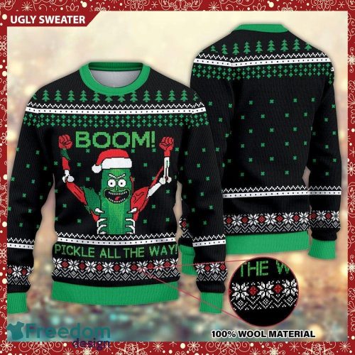 Rick and Morty Pickle Rick Christmas Hibernation Ugly AOP Sweater For Thanksgiving - Rick and Morty Pickle Rick Christmas Hibernation Ugly AOP Sweater For Thanksgiving