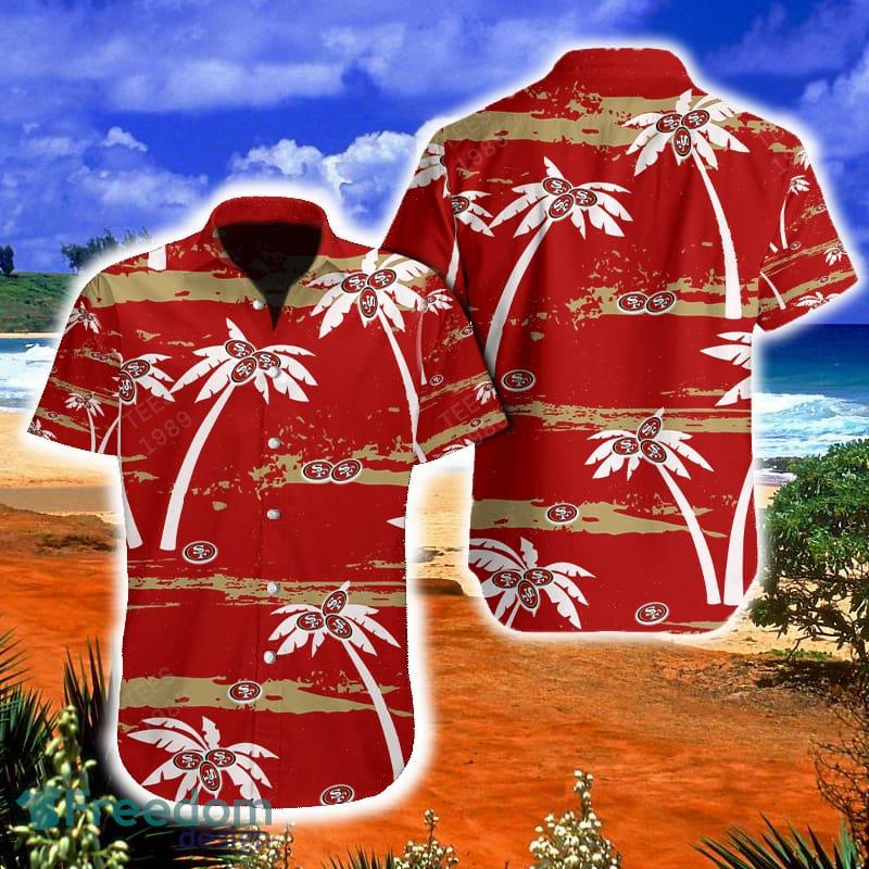 49Ers Hawaiian Shirt Mens Personalized San Francisco 49Ers Shirts Custom  Name Sf Floral Coconut Palm Tree Aloha Shirt And Shorts Gift For Football  Fan - Laughinks