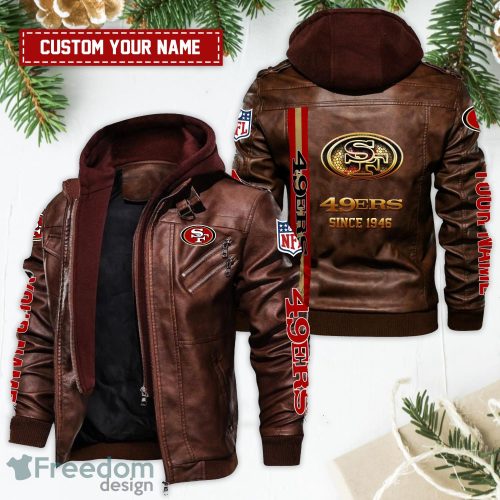 San Francisco 49ers Golden NFL Teams Custom Name Leather Jacket For Fans Product Photo 2