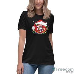 San Francisco 49ers Santa Hat Christmas Light Shirt - Women's Relaxed Short Sleeve Jersey Tee