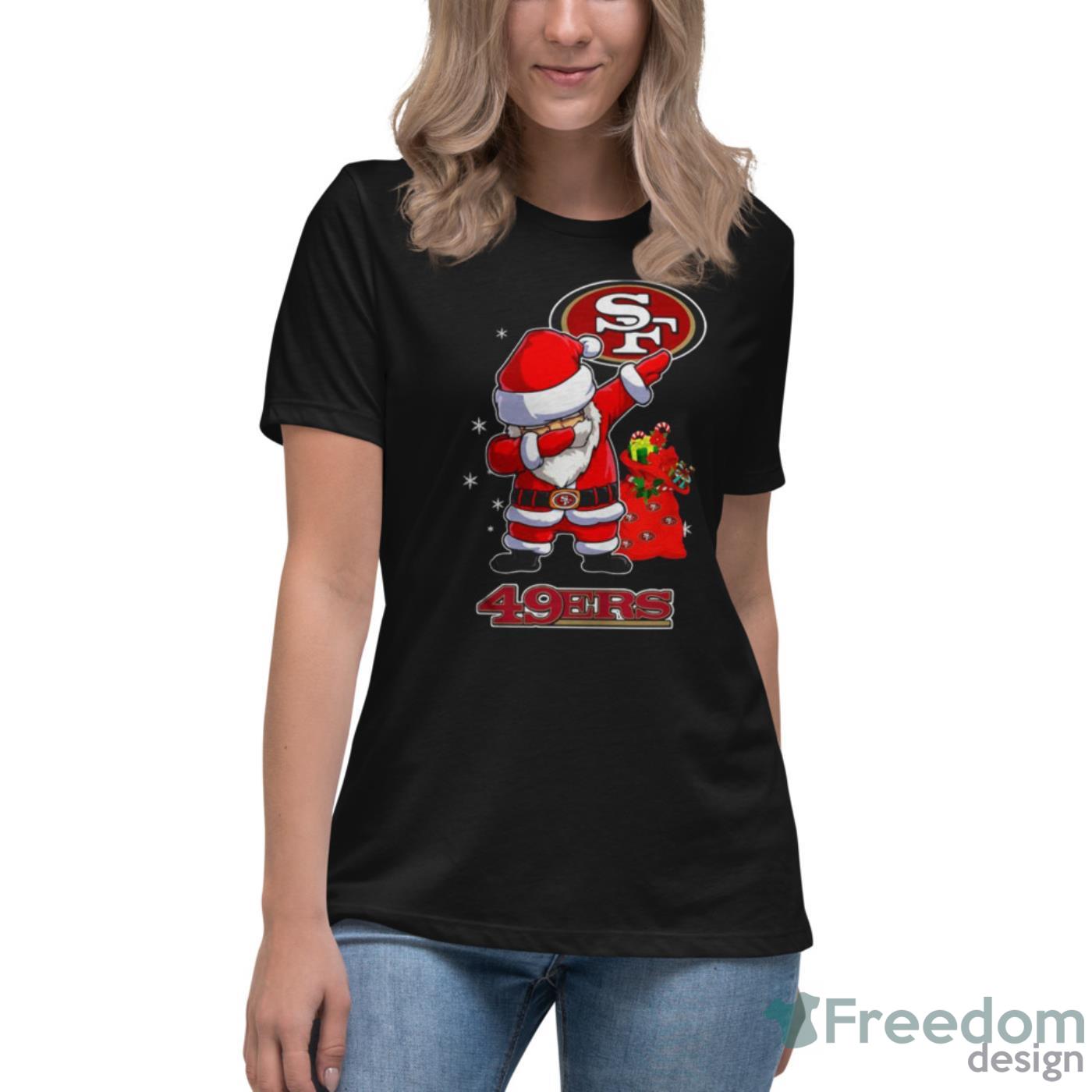 santa-claus-dabbing-san-francisco-49ers-christmas-shirt-4.jpeg Santa Claus dabbing San Francisco 49ers Christmas shirt - Women's Relaxed Short Sleeve Jersey Tee
