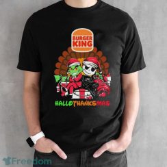 Santa Grinch And Jack Skellington Burger King Hallothanksmas Shirt - Black Unisex T-Shirt