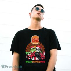 Santa Grinch And Jack Skellington Burger King Hallothanksmas Shirt - G500 Gildan T-Shirt