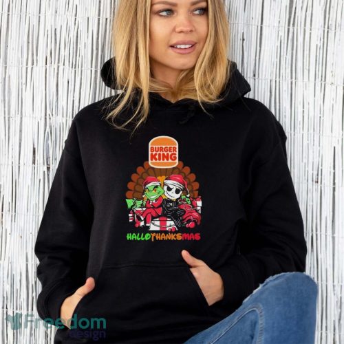 Santa Grinch And Jack Skellington Burger King Hallothanksmas Shirt - Unisex Hoodie