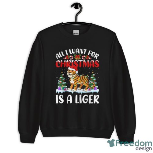 Santa Hat All I Want For Christmas Is A Liger T Shirt Christmas Gift - Unisex Crewneck Sweatshirt