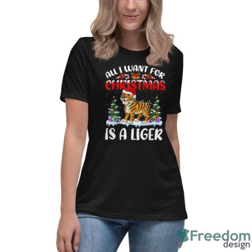 Santa Hat All I Want For Christmas Is A Liger T Shirt Christmas Gift - Women's Relaxed Short Sleeve Jersey Tee