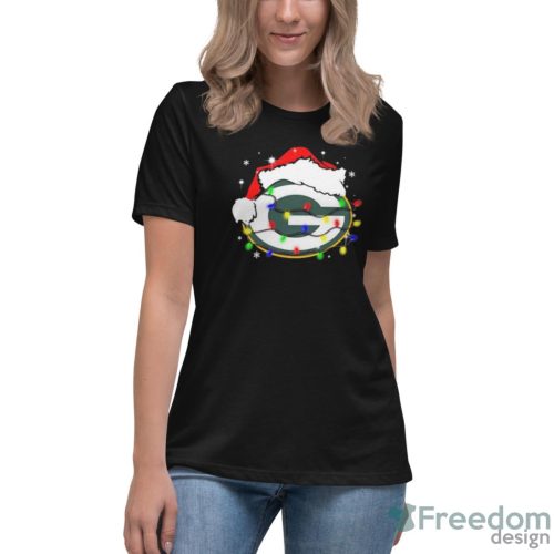 Santa Hat Green Bay Packers Logo Christmas Light Shirt - Women's Relaxed Short Sleeve Jersey Tee