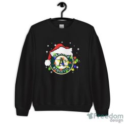 Santa Hat Oakland Athletics Light Christmas Shirt - Unisex Crewneck Sweatshirt