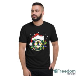 Santa Hat Oakland Athletics Light Christmas Shirt Christmas Gift - Short Sleeve T-Shirt