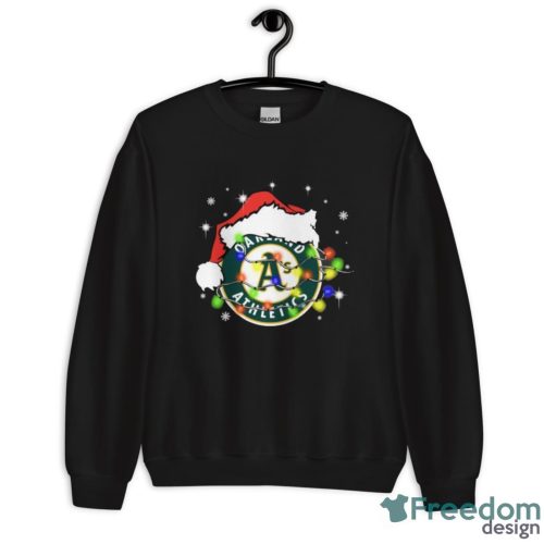 Santa Hat Oakland Athletics Light Christmas Shirt Christmas Gift - Unisex Crewneck Sweatshirt