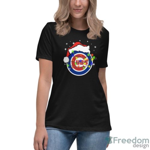 Santa Hat Texas Chicago Cubs Christmas Shirt - Women's Relaxed Short Sleeve Jersey Tee