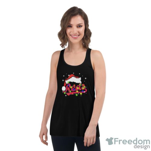 Santa Hat Texas Cincinnati Reds Christmas Shirt - Women's Flowy Racerback Tank