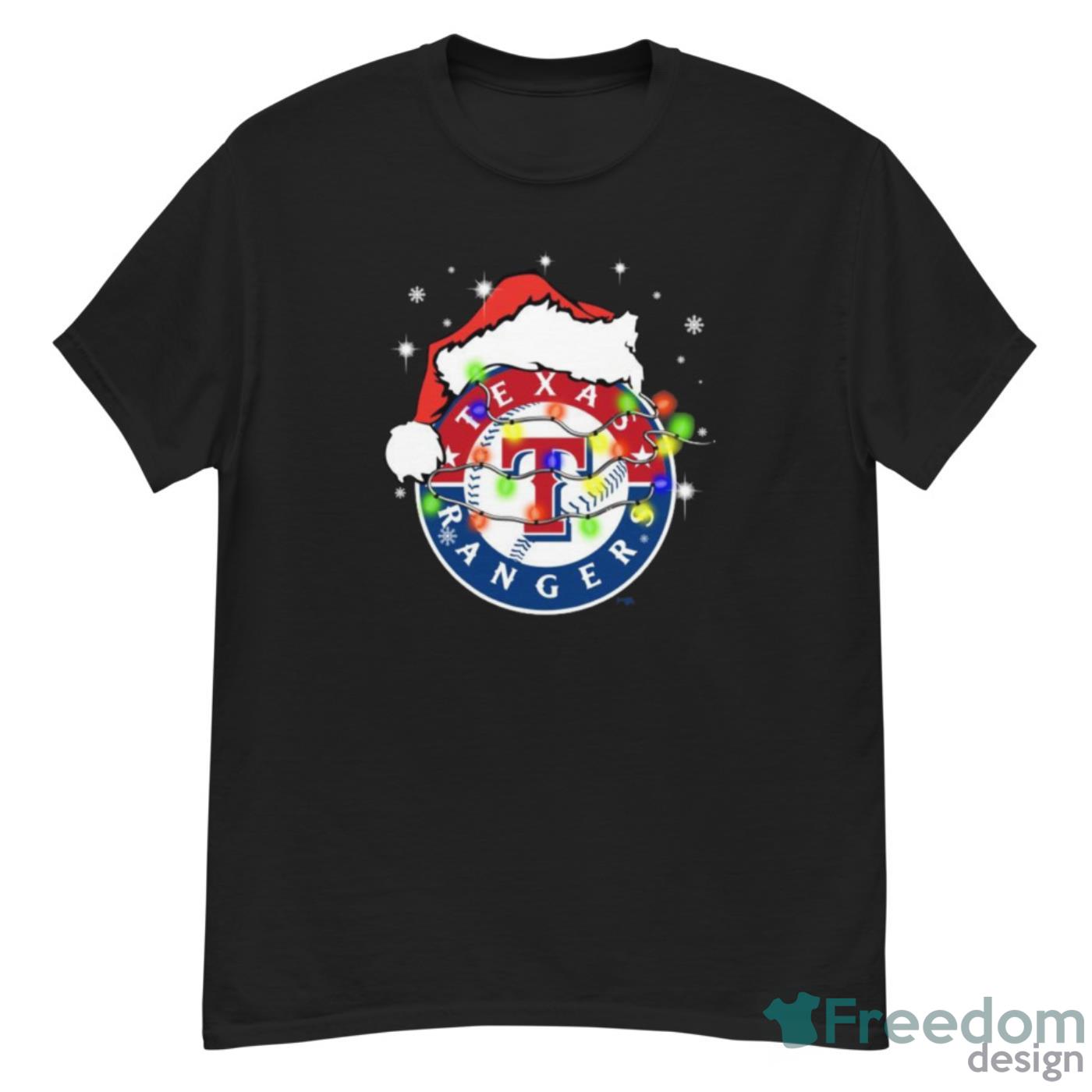 Santa Hat Texas Rangers Light Christmas Shirt - Freedomdesign