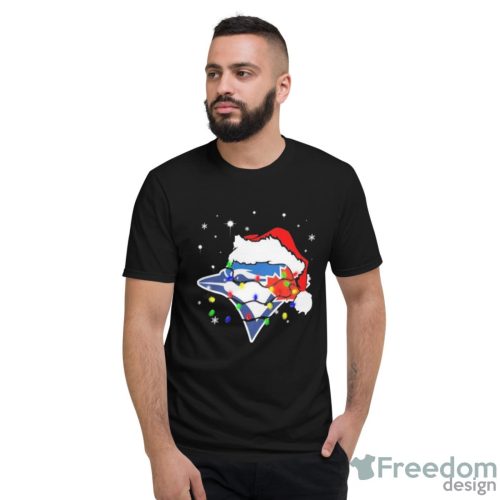 Santa Hat Toronto Blue Jays Logo Christmas Light Shirt - Short Sleeve T-Shirt