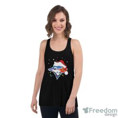 Santa Hat Toronto Blue Jays Logo Christmas Light Shirt - Women's Flowy Racerback Tank