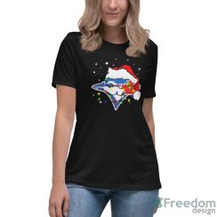 Santa Hat Toronto Blue Jays Logo Christmas Light Shirt - Women's Relaxed Short Sleeve Jersey Tee