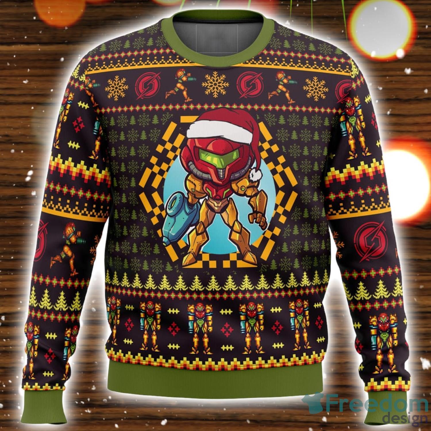 Santa Samus Aran Metroid 3D Ugly Christmas Sweater Unisex