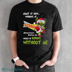 Santa Stitch Admit It Now Working At Sonic Drive-In Would Be Boring Without Me Christmas Shirt - Black Unisex T-Shirt