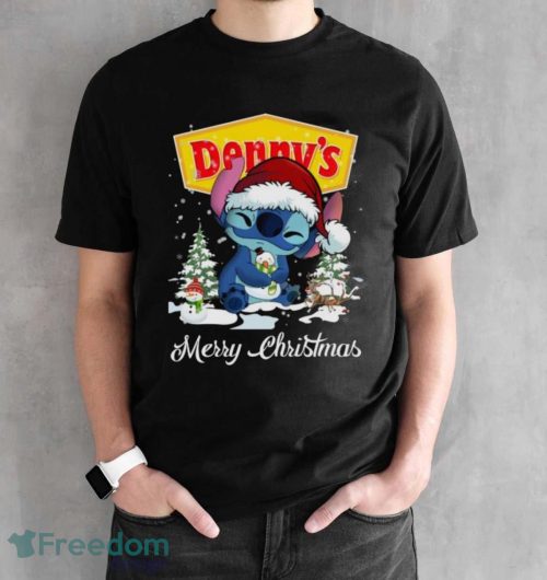 Santa Stitch Denny’s Merry Christmas Shirt - Black Unisex T-Shirt