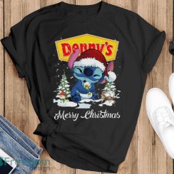 Santa Stitch Denny’s Merry Christmas Shirt - Black T-Shirt