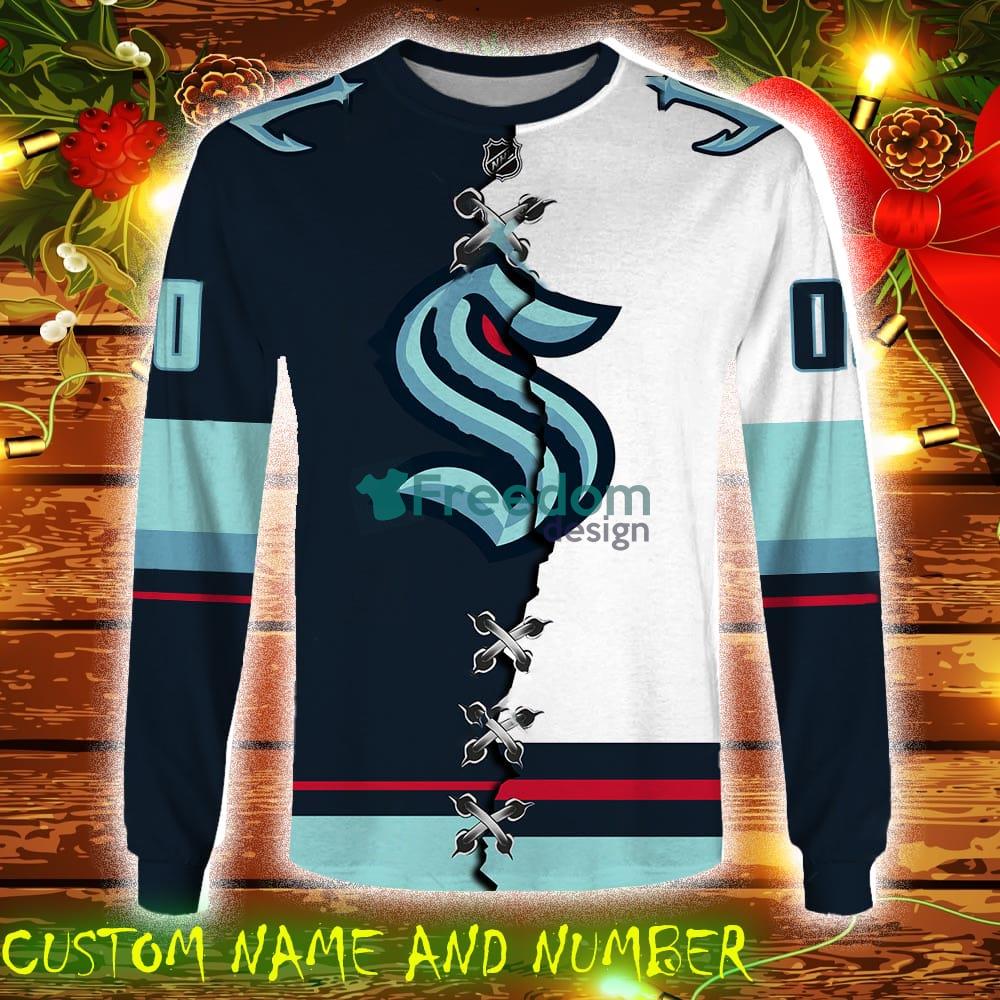 Seattle Kraken NHL Custom Number And Name 3D Sweatshirt For Fans AOP Christmas Gift Sweater image Seattle Kraken NHL Custom Number And Name 3D Sweatshirt For Fans AOP Christmas Gift Sweater - Seattle Kraken Personalized NHL 3D Sweatshirt Photo 5