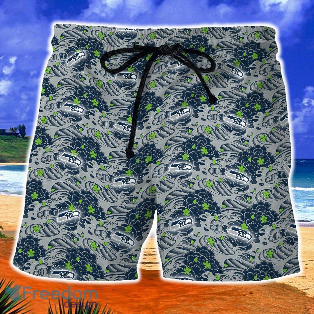 Seattle Seahawks Mens Hawaiian Outfits 2 Piece Button Down Shirt Summer  Shorts