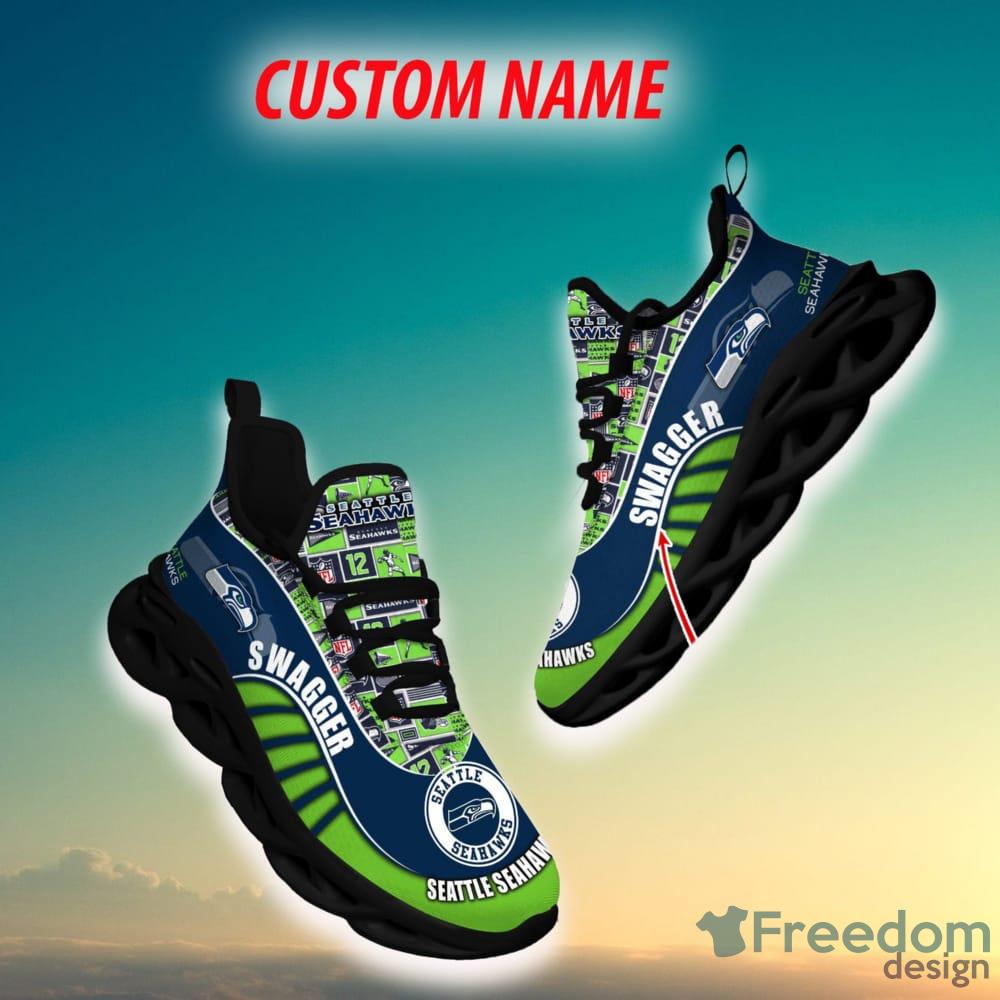 Seattle Seahawks NFL Logo Fans Custom Name Max Soul Shoes - Freedomdesign