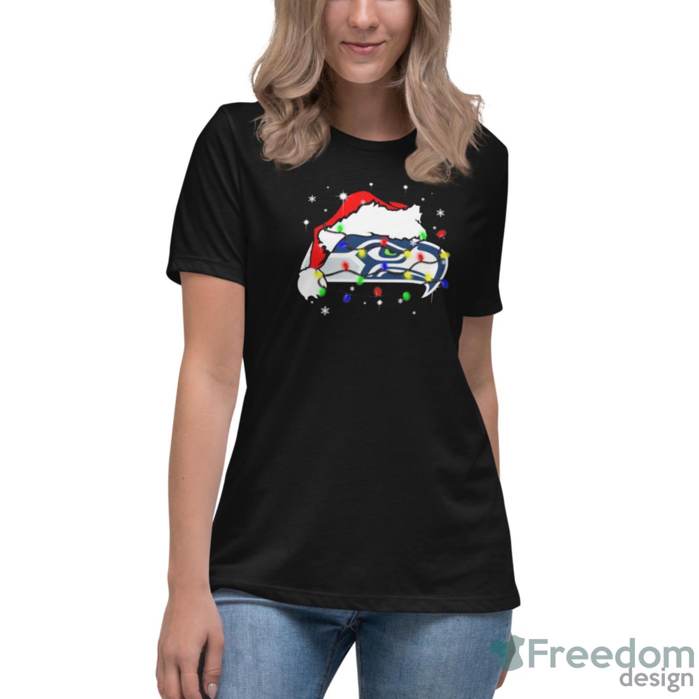 Seattle Seahawks Santa Hat Christmas Light Shirt - Freedomdesign