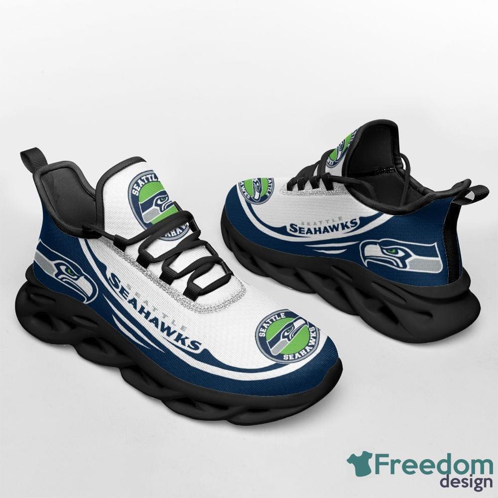 Seattle Seahawks Logo Black Stripe Running Sneaker Max Soul Shoes In Navy  Blue Gift For Men And Women - Banantees