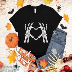 Skeleton Hand Heart Sign Bones Costume Funny Halloween Gift T-Shirt Halloween Gift