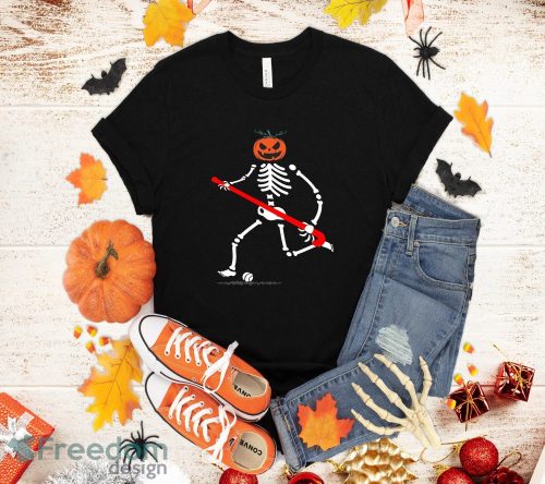 Skeleton Hockey Halloween Pumpkin T-Shirt Halloween Gift Product Photo 1