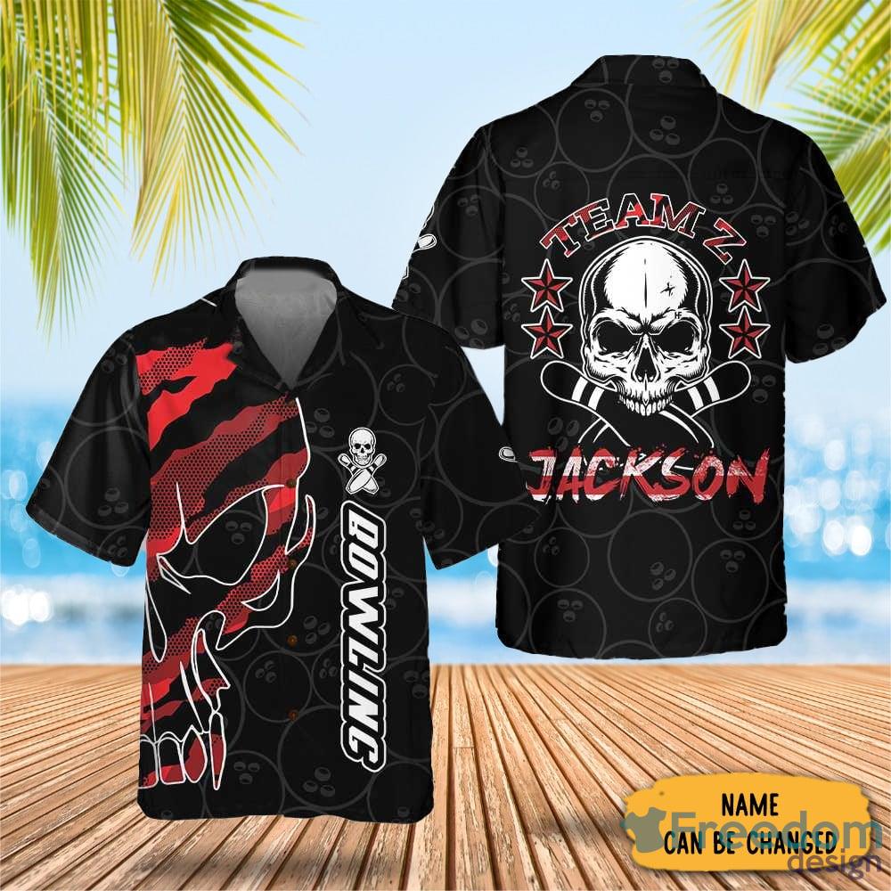 Custom Name Black Skull There Is A Beast Inside Me Bowling Hawaiian Shirt  Bowling Shirt Men's Gift Halloween - Freedomdesign